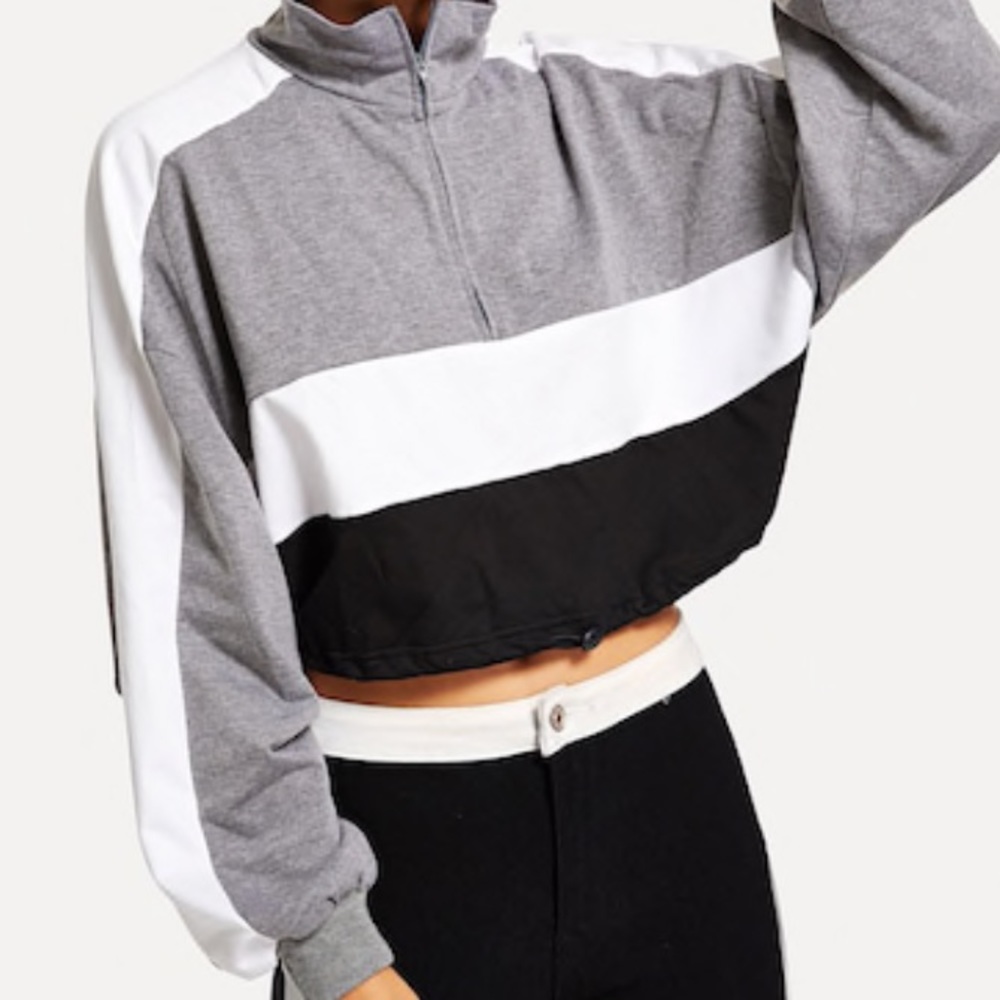 Color block drawstring sweatshirt
